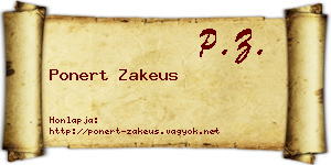 Ponert Zakeus névjegykártya